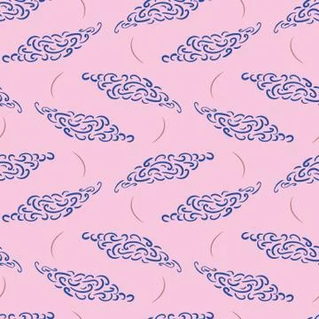 Clouds on purple sky seamless vector pattern Stock Illustration