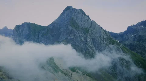 Clouds in the Pyrenees Mountains - Col du Tourmalet Stock Footage 55373127