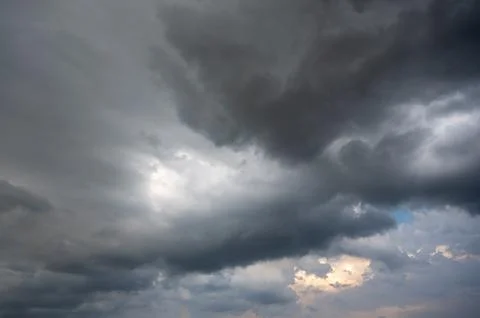 Clouds of rain on the sky began to form before falling Stock Photos