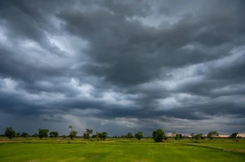 Clouds of rain on the sky began to form before falling Stock Photos