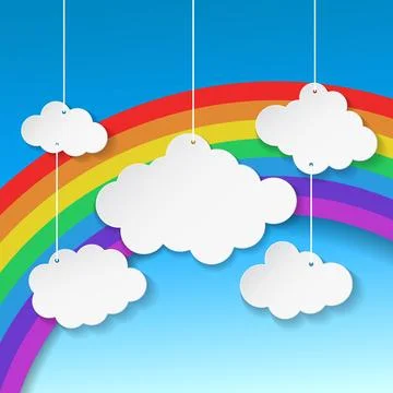 Clouds on Rainbow Background, Vector Illustration Illustrazione stock
