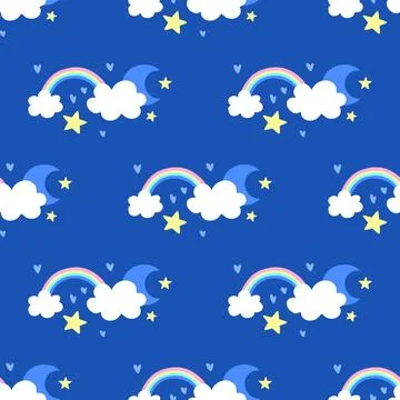 Clouds with rainbow pattern Stock Illustration