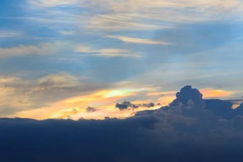 Clouds rainbow sky background at twilight time Stock Photos