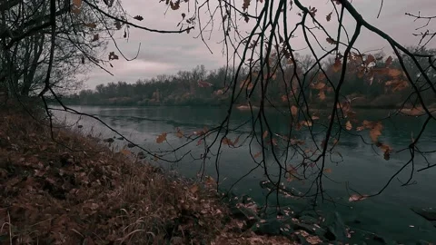 Clouds in rainy day over the river Stock Footage 228716974
