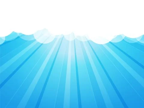 Clouds with rays blue background Illustrazione stock