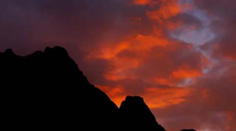 Clouds red fire sunset mountain 3 Stock Footage 34934040
