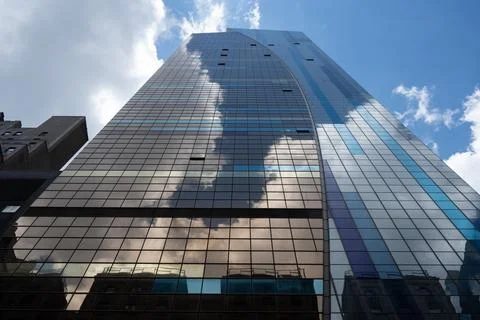 Clouds Reflected in Facade of Westin New York at Times Square, New York City Stock Photos