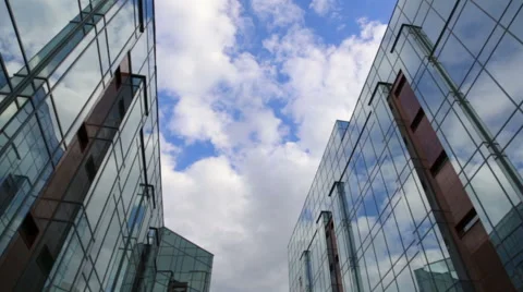 Clouds reflected in mirrored walls Stock Footage 57230975
