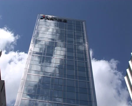 Clouds reflected in modern building - Paris, France Stock Footage 35776470