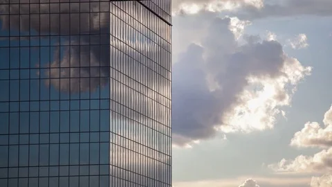 Clouds Reflected In Office Building  timelapse fast vertical panorama. 스톡 동영상 83263679