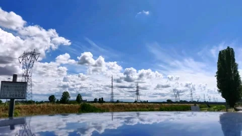 Clouds reflected on the river - timelapse Stock Footage 132940963