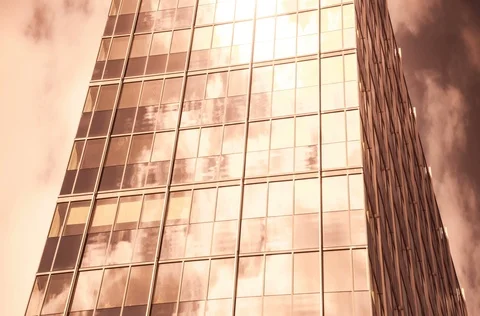 Clouds reflected in the skyscraper Stock Footage 87802052
