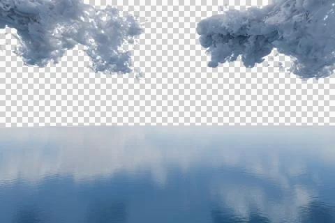 Clouds reflected in a still body of water Stock Illustration
