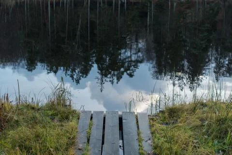 Clouds reflecting in the lake 스톡 사진
