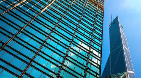 Clouds reflecting in skyscraper. 4K time lapse. Stock Footage 57128279