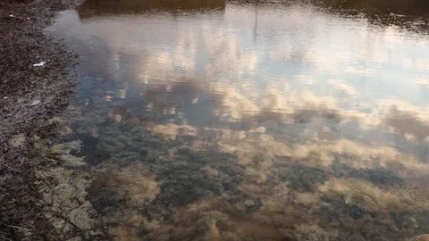 Clouds reflecting on the water surface 4K Stock Footage 113126152