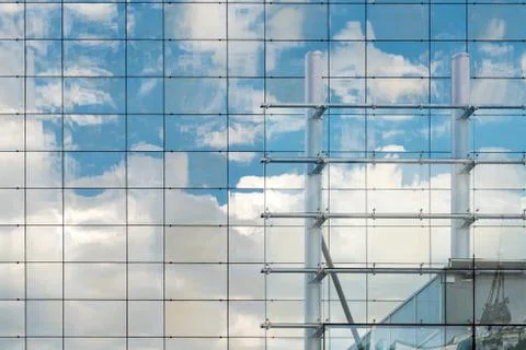 Clouds Reflection On Modern Office Building Stock Photos