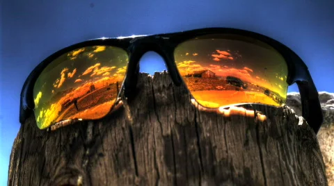 Clouds Reflection in Sunglasses Stock Footage 836591