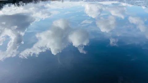 Clouds in the reflection of water. Stock Footage 236937732