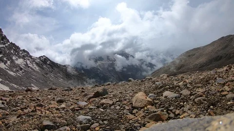 Clouds rising up timelapse from the valley in the Himalayas, India Stock Footage 125310784