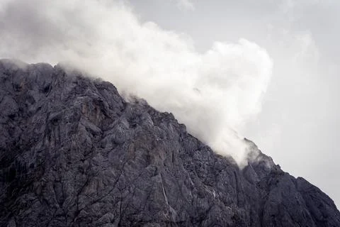Clouds, rock mountain texture background, copy space, Julian Alps, Slovenia Stock Photos