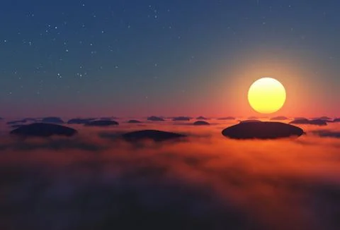 Clouds rocks sun moonlight 스톡 일러스트