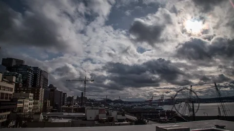 Clouds Roll Over Downtown Seattle Stock Footage 88143990