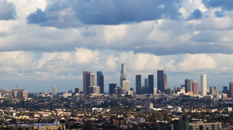 Clouds Roll over Los Angeles Skyline Vídeo Stock 54298837