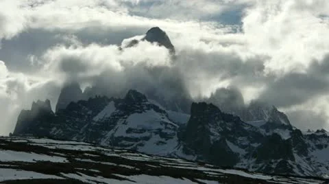 Clouds roll over Mount Fitzroy Stock Footage 12517450
