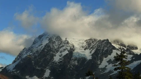 Clouds roll over Mt. Shuksan - Time Lapse Stock Footage 96388215