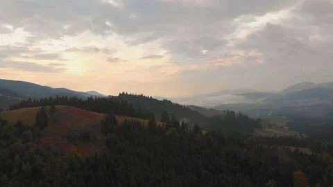 Clouds roll over woods. Inspirational wanderlust destination concept. Stock Footage 197500964