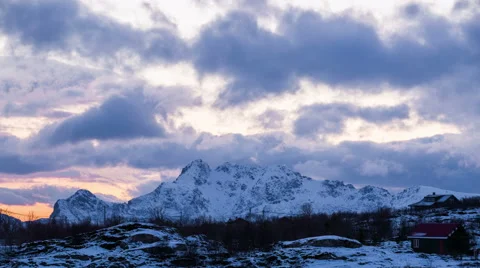 Clouds rolling above Arctic mountains sky timelapse 스톡 동영상 47577274