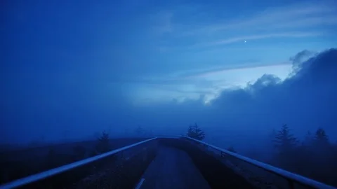Clouds Rolling In on the Mountain Top at Clingmans Dome at Dusk Stock Footage 96752987