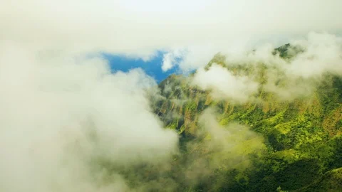 Clouds Rolling Over Green Kauai Mountains, Time Lapse 4 Stock Footage 101705901