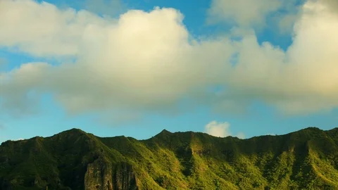 Clouds Rolling Over Green Kauai Mountains, Time Lapse 3 Stock Footage 101706056