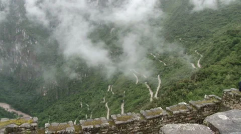 Clouds rolling over Machu Picchu Stock Footage 4558639