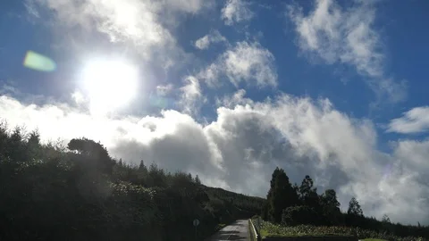 Clouds Rolling Over Mountain at Lagoa Do Fogo, Lake of Fire, Azores Stock Footage 90528523