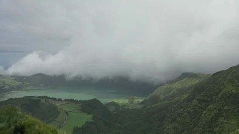 Clouds Rolling Over Sete Cidades Caldera From Grota do Inferno Видео 346773689