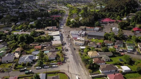 Clouds Rolling Over Small Town Aerial Time Lapse, 4K Footage Stock Footage 81650696