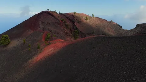 Clouds rolling in over Volcanic Craters in the Canary Islands Video stock 335804822