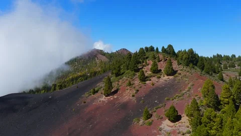 Clouds rolling in over Volcanic Craters in the Canary Islands Stock Footage 335804828
