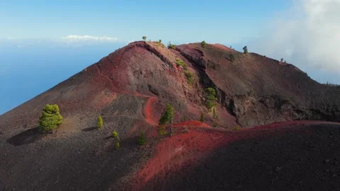 Clouds rolling in over Volcanic Craters in the Canary Islands Stock Footage 335804838