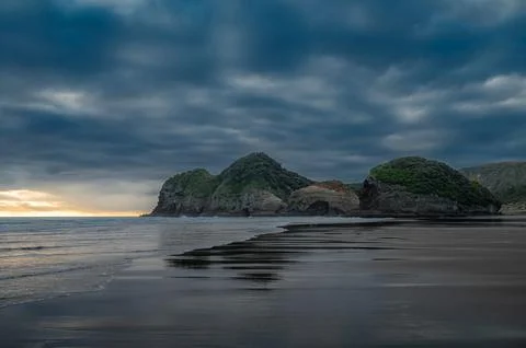 Clouds rolling in at the Te Henga Beach Stock Photos