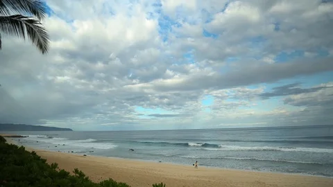 Clouds Rolling Through a Beach Scene Stock Footage 91222262