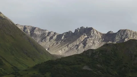 Clouds Rolling Through the Talkeetna Mountains Stock Footage 218053455