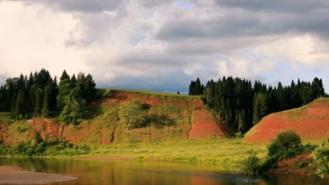 Clouds run across the blue sky. Time lapse Video stock 113260604
