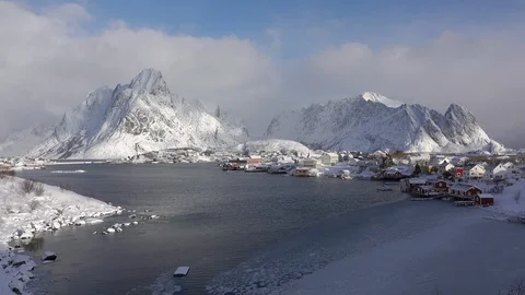 Clouds Run Quickly over the Winter Norwegian Town. Fast Motion 스톡 동영상 106454342