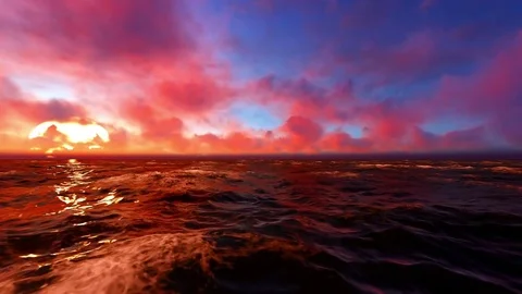 Clouds running over sea at sunset Video stock 84945773