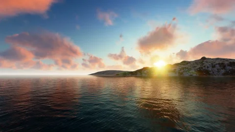 Clouds running over the sea at sunset Video stock 143469943