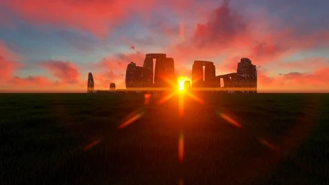 CLOUDS RUNNING OVER STONEHENGE AT SUNSET Stock Footage 87972016